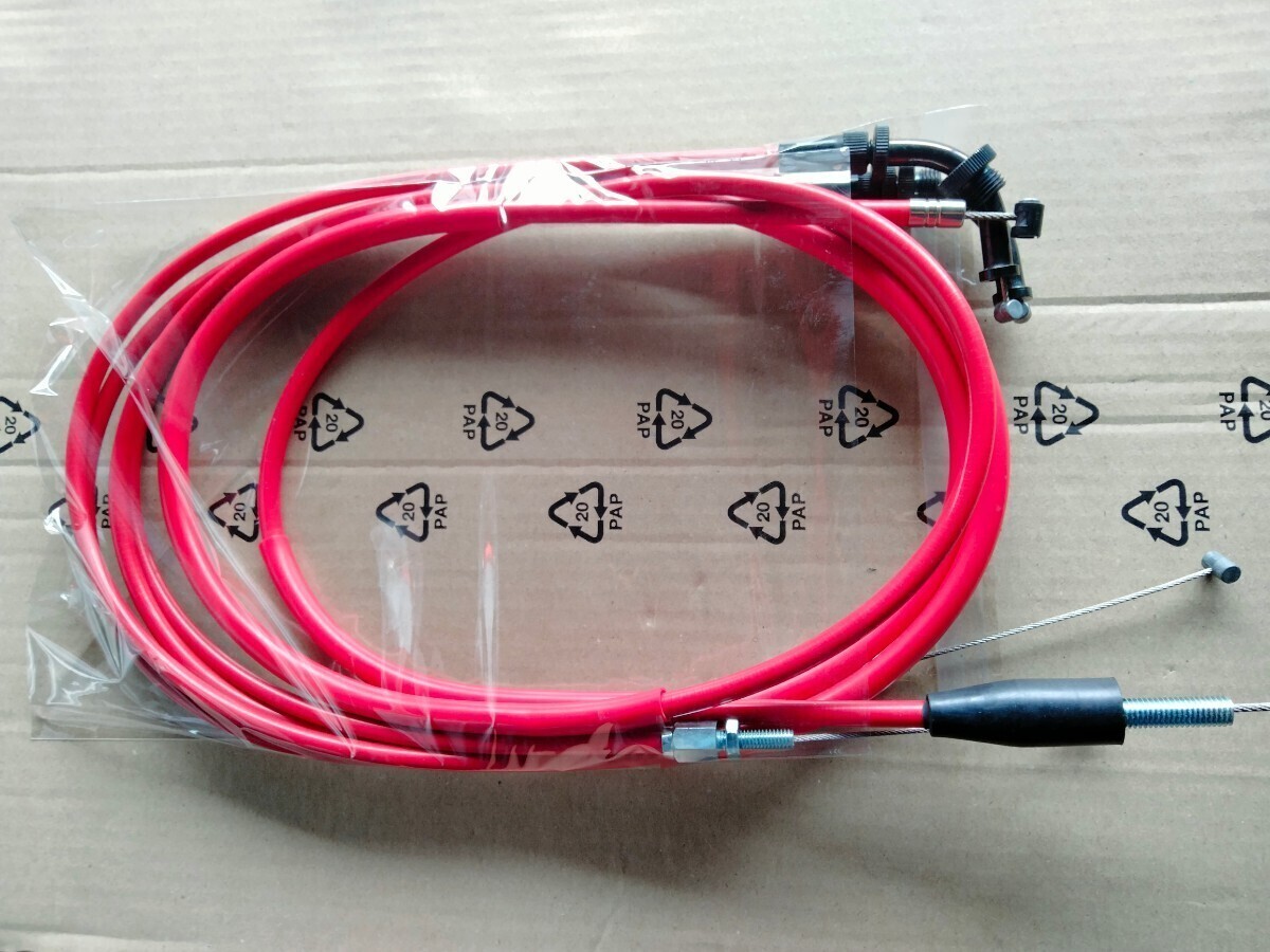 送料込み SUZUKI 後期型GS400 GS400E 純正長さ アクセル クラッチ ワイヤー ケーブル セット 赤 GS400E2 E3 GS425 GS400L拍卖