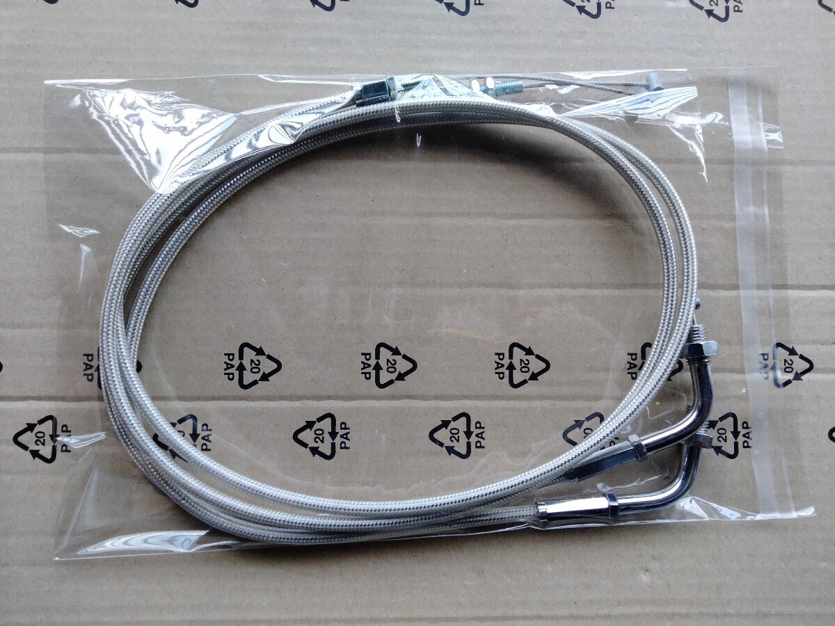 送料込み SUZUKI GS400 初期型 GS400E 10cm ロング アクセル ワイヤー ケーブル メツシュ GS400E2 E3 GS425 GS400L拍卖