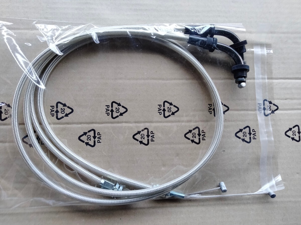 送料込み SUZUKI後期型 GS400 GS400E 10cm ロング アクセル ワイヤー ケーブル メツシュ GS400E2 E3 GS425 GS400L拍卖