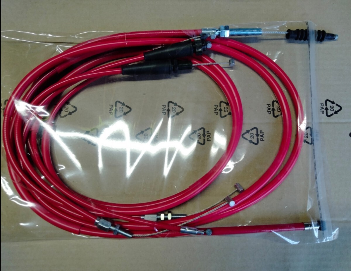 送料込みHONDA CBX400F CBX400F2 CBX550F アクセル クラッチ チョーク ワイヤー ケーブル セット 赤 レッド 30cmロング長さ拍卖