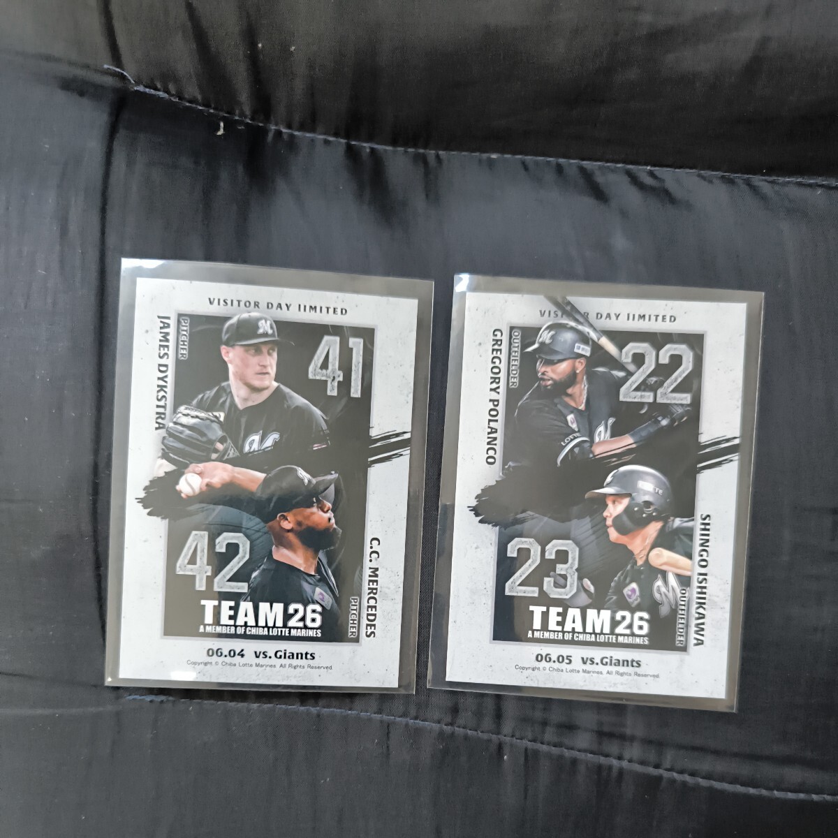 即決 千葉ロッテvs巨人ビジター応援デーリアルトレカ2枚拍卖