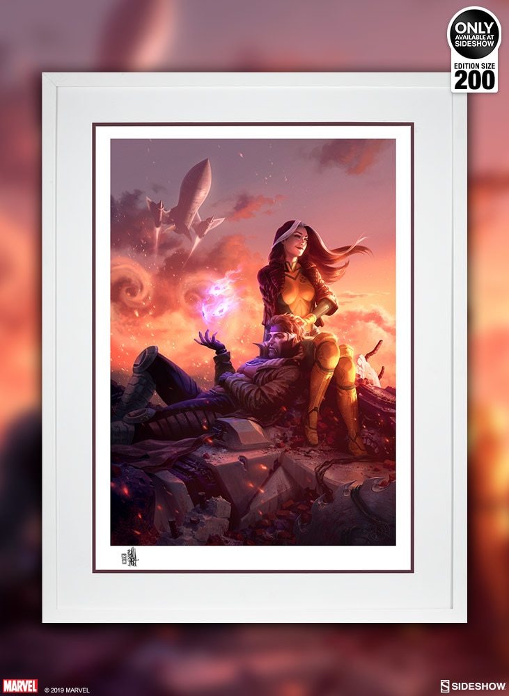 マーベル・コミック  X-Men Rogue & Gambit Art Print by Sideshow Collectibles (White Frame)拍卖