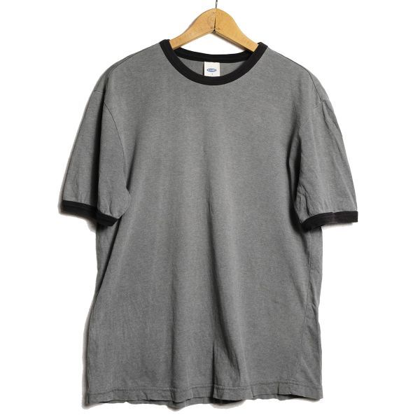 00's オールドネイビー コットン リンガー Tシャツ 半袖 (S) 黒×霜降り濃灰 無地 00年代 旧タグ オールド ギャップ GAP OLD NAVY Y2K拍卖