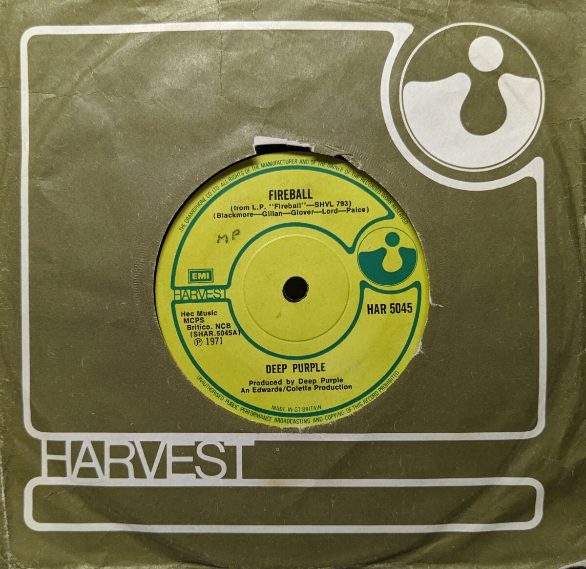 ◎特選◎DEEP PURPLR/FIREBALL1971'UK HARVEST 7INCH拍卖