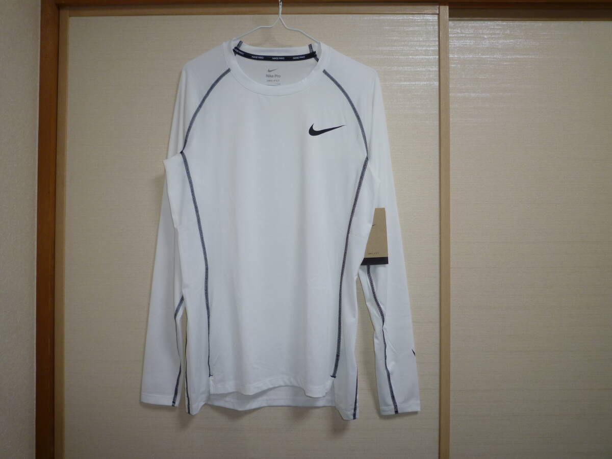 ナイキ NIKE PRO ストレッチ性長袖シャツ 白 XLサイズ拍卖