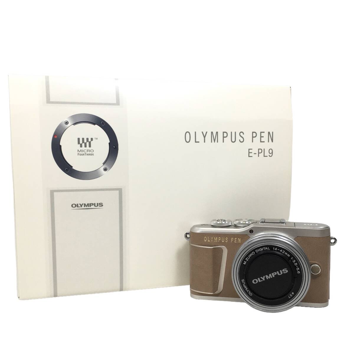 *【動作OK】OLYMPUS PEN E-PL9 ミラーレス一眼カメラ デジタルカメラ 14-42mm 1:3.5-5.6 ブラウン 撮影機材 オリンパス 箱付き拍卖