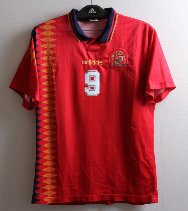 94W杯 スペイン FFF Spain(H) #9 ジョゼップ・グアルディオラ Guardiola 半袖 adias 1994 WorldCup仕様 M拍卖