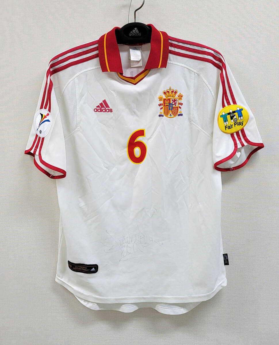 ユーロ00 スペイン FEF(A)#6 フェルナンド・イエロ Hierro 半袖 adidas正規 EURO 2000仕様 M拍卖
