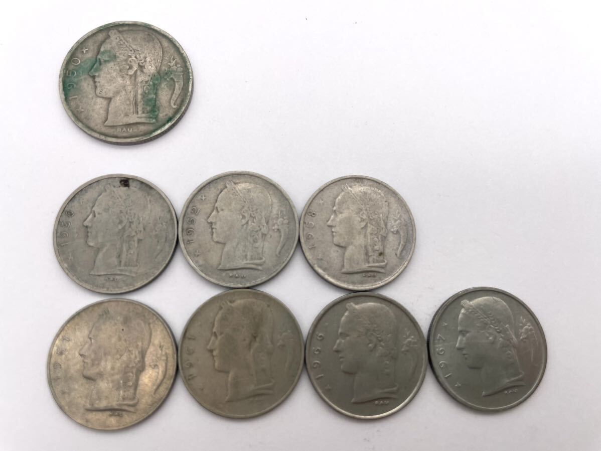 ベルギー硬貨 古銭 5フラン 1950年 1フラン×7 1950〜1967年 計8枚拍卖