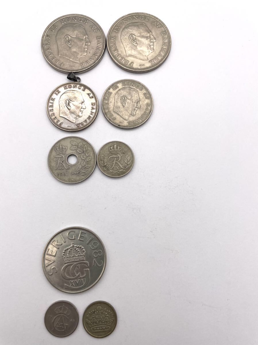 デンマーク硬貨 5.1クローネ 25.10オーレ●スウェーデン硬貨 5クローナ 10オーレ銀貨 計9枚拍卖