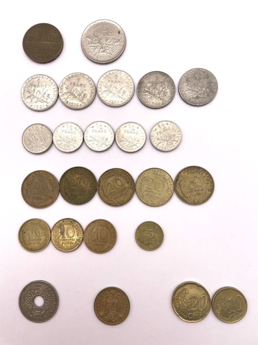 古銭 フランス硬貨 フランス領インドシナ アンティークコイン スペイン硬貨 ユーロ硬貨 計25枚拍卖
