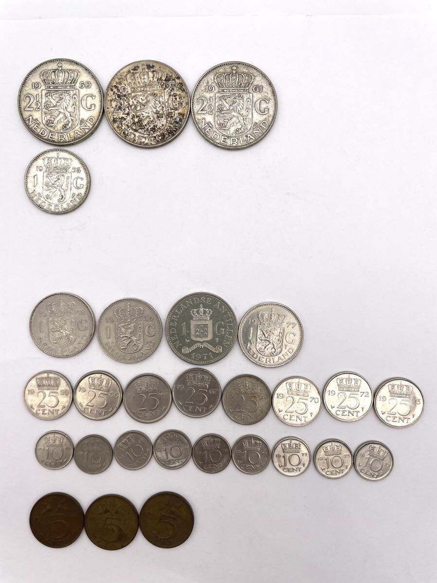 オランダ2 1/21ギルダー銀貨●1ギルダー硬貨 25.10.5セント 計28枚拍卖