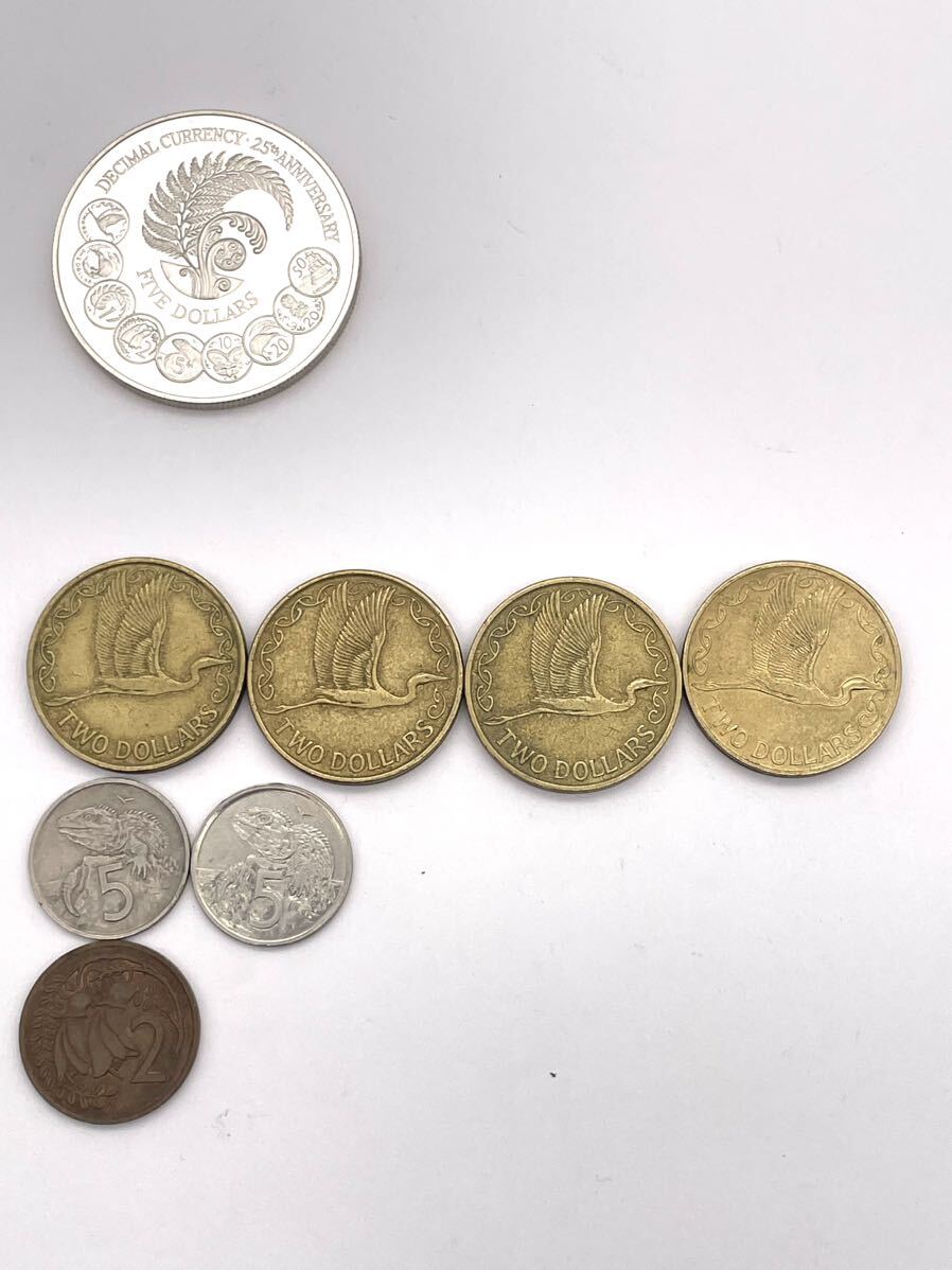 ニュージーランド●10進法貨幣発行25周年記念5ドル銀貨 1992年 2ドル×2 5セント×2 2セント×1拍卖