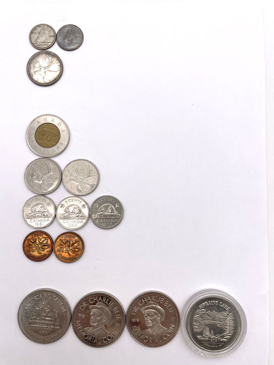 カナダ●10.25セント銀貨 2ドル 25.5.1セント 1ドルトークン×4拍卖