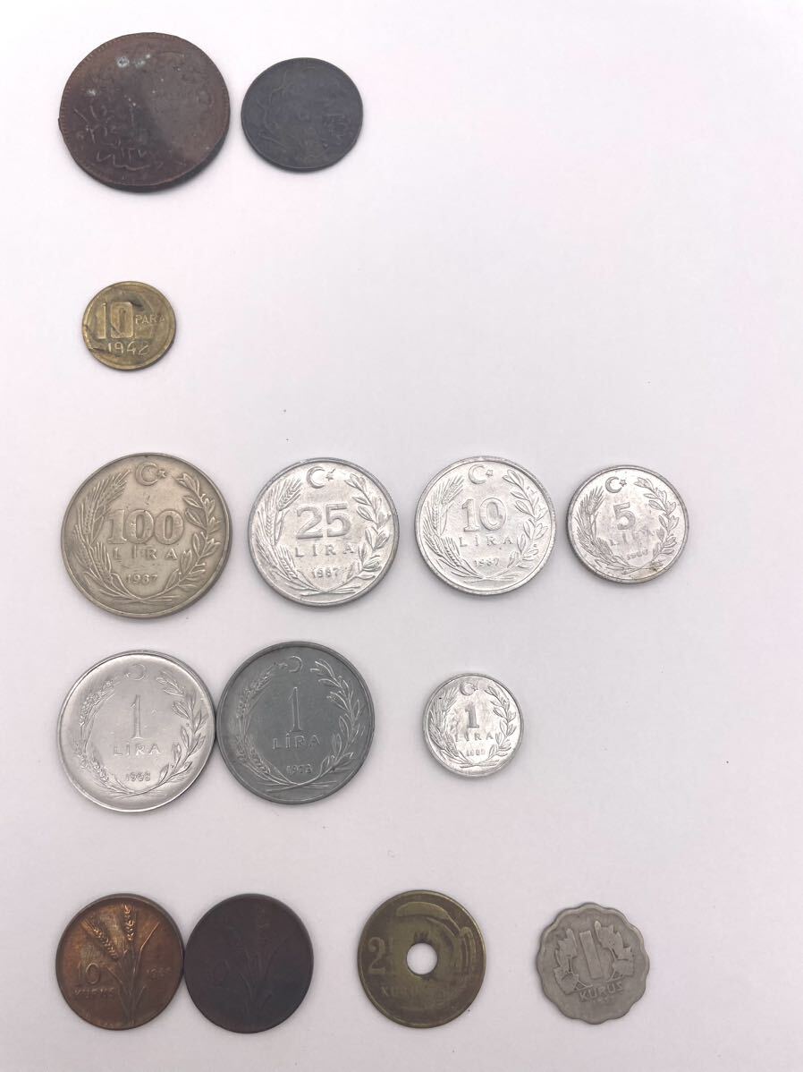 オスマン帝国 10.5パラ 1861年●トルコ 10パラ 100.25.10.5.1リラ 10.2 1/2.1クルス 計14枚拍卖