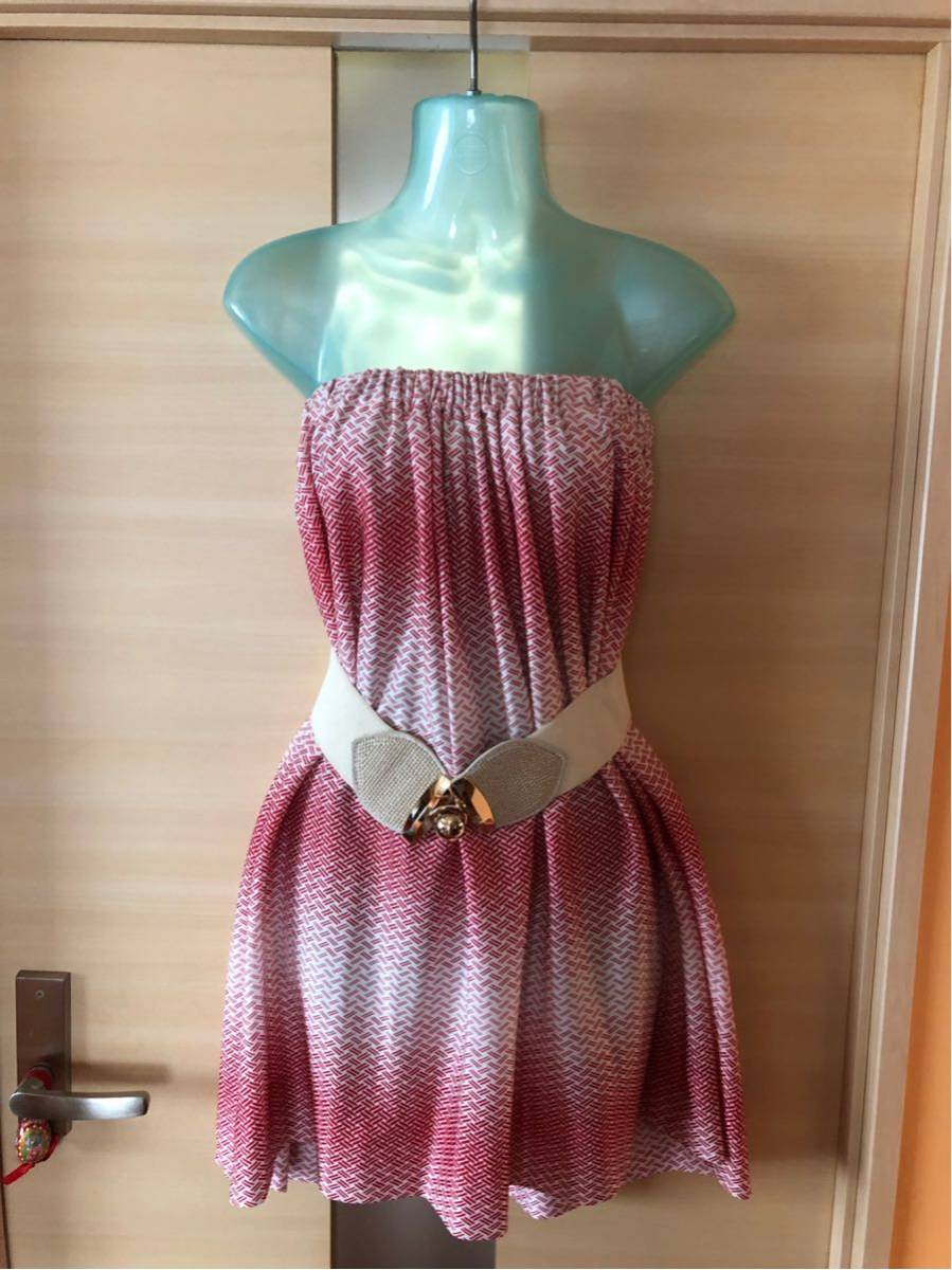 70年代USAアメリカヴィンテージショップ購入フレアースカート白赤プリントチュニックにも♪ウエストゴムフリーサイズ拍卖