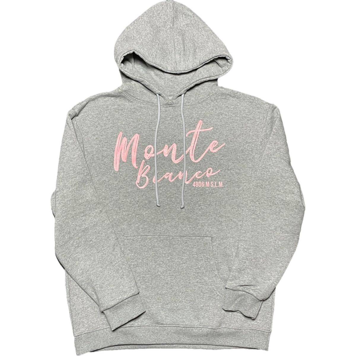 新品 MADE IN ITALY製 MAGLIA 「Monte Bianco」ロゴプリント裏起毛プルオーバーパーカー ライトグレー XLサイズ マリア イタリア製拍卖