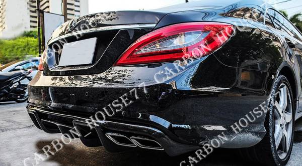 ★BENZ W218 前期 C218 CLS350 CLS550 CLS63 AMG カーボン リア ディフューザー R型 左右4本出 2011-2015《交換タイプ》☆拍卖