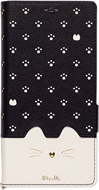 Natural design Xperia XZ2 手帳型 ケース (5.7インチ) 猫 上質PUレザー Minette Black ブラック XZ2-MIN06 ★f拍卖