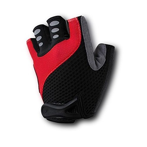 【送料無料】サイクリングハーフグローブ 衝撃吸収パット ドットレッド M拍卖