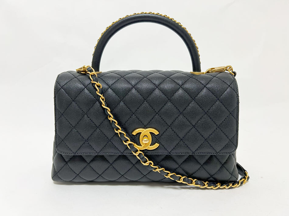 CHANEL シャネル ココハンドル29 ハンドバッグ ショルダーバッグ キャビアスキン ブラック ゴールド金具 A92991 B10382 美品拍卖