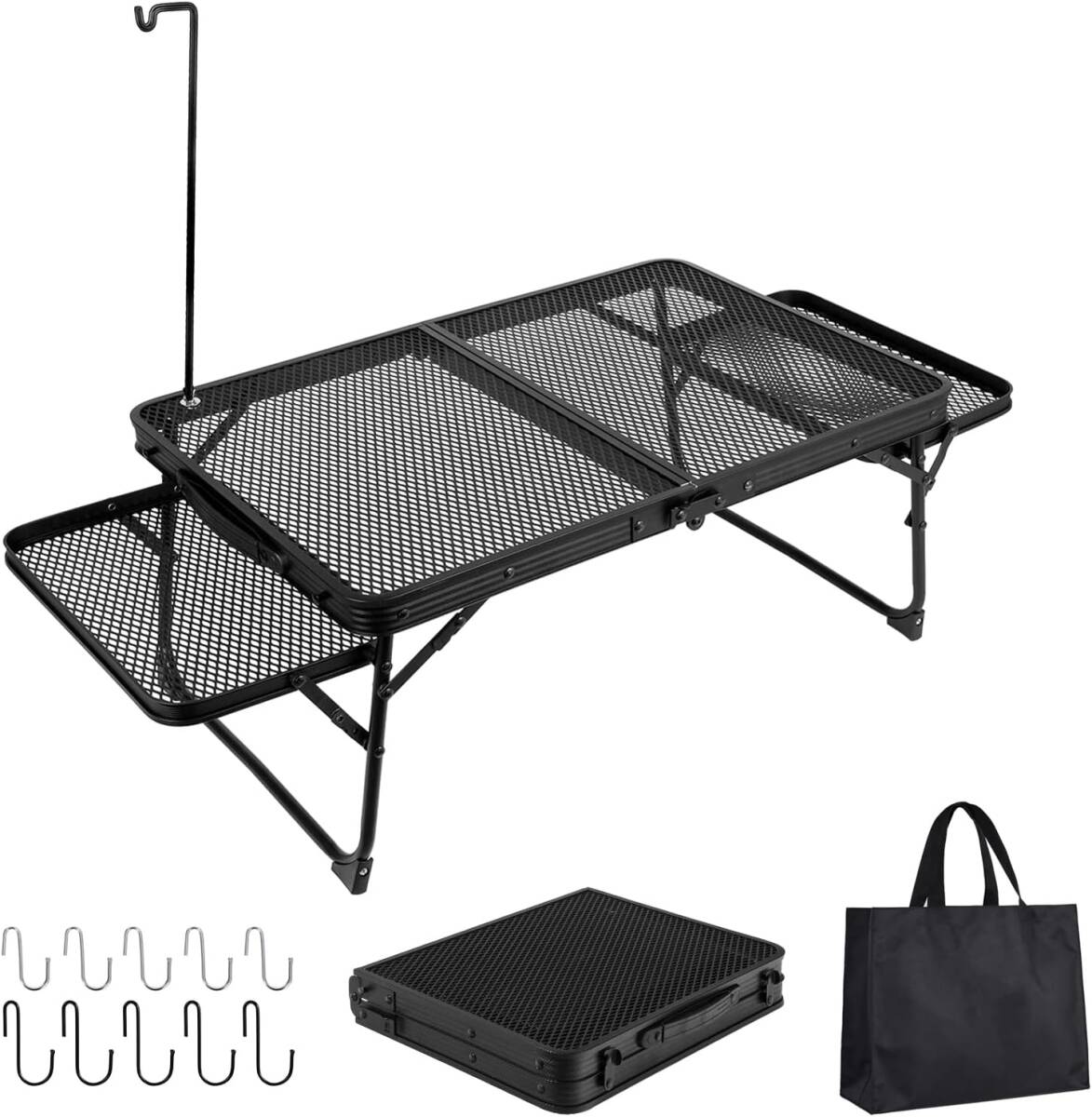【新品】 UPF キャンプ テーブル ランタンスタンド付き メッシュ テーブル アウトドア テーブル 軽量拍卖