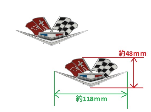 1962 1963 シボレー インパラ フロント フェンダー エンブレム 左右セット シボレー ランプ 62 63 Vフラッグ拍卖