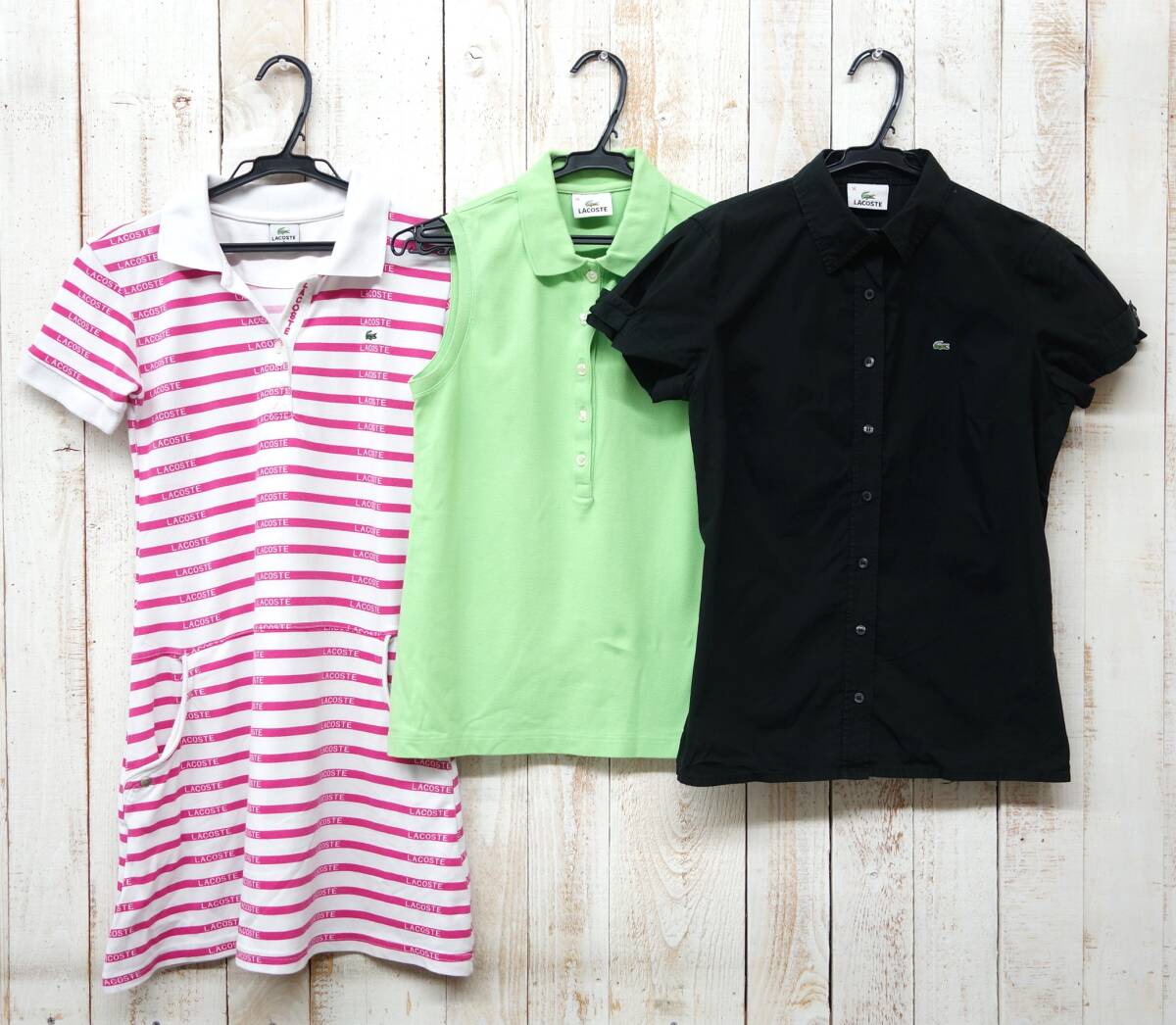 レトロ レディースウェア  *LACOSTE ラコステ  *DEVANLAY社製 レディースウェア   お買い得 三点セット *ストレッチ系素材  拍卖