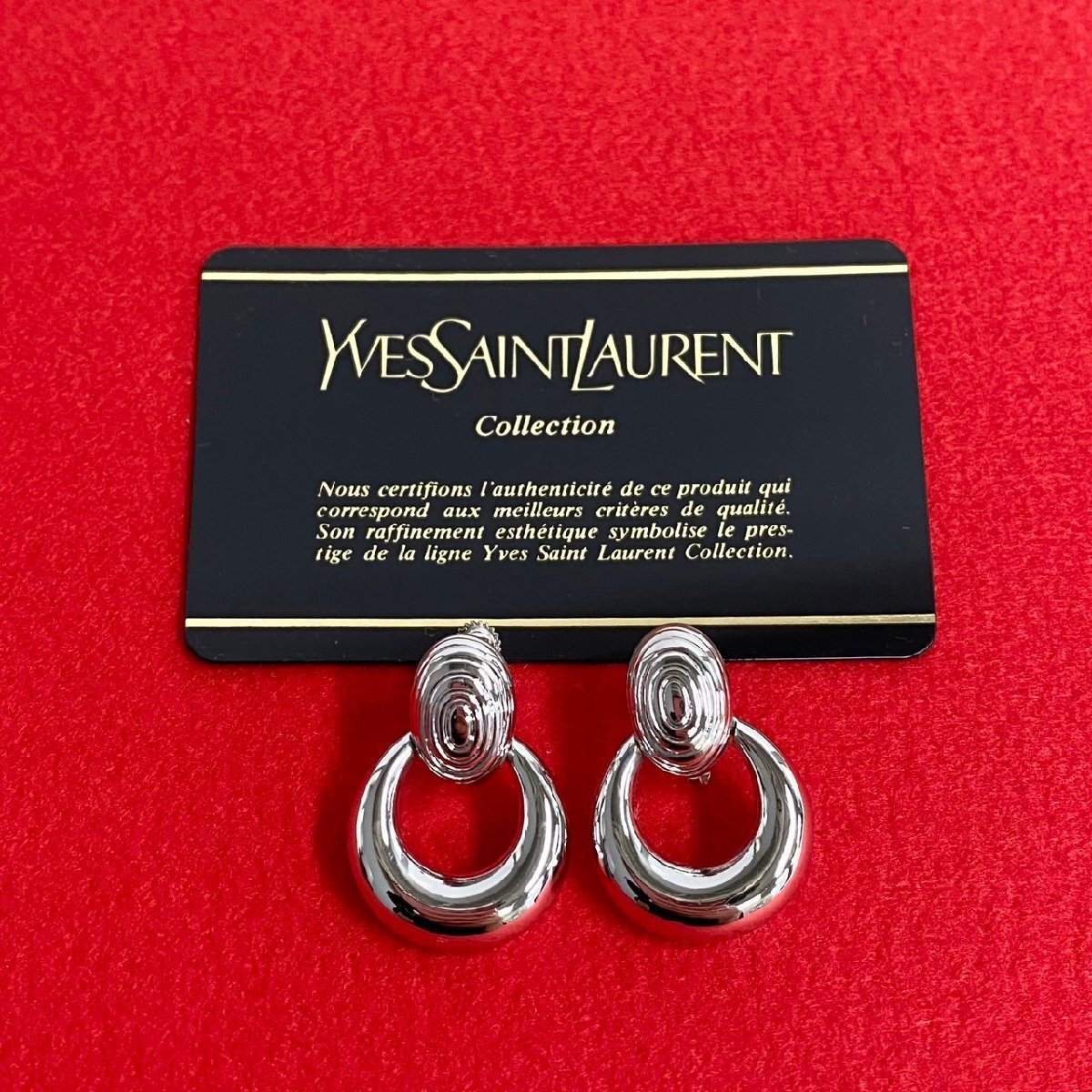 極 美品 YVES SAINT LAURENT イヴサンローラン YSL ホール イヤリング シルバー アクセサリー レディース 07900拍卖
