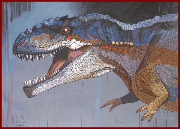 ☆☆☆原画 アクリル 戦慄の迫力  「ティラノサウルス」拍卖