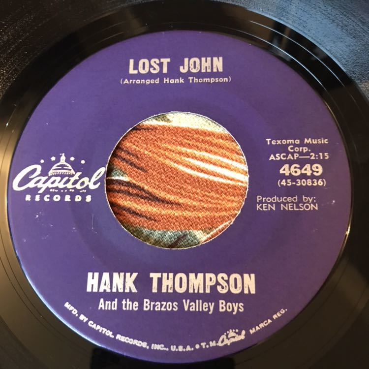 Hank Thompson And The Brazos Valley Boys 1961 US Original 7inch Lost John Western Swing ロカビリー拍卖