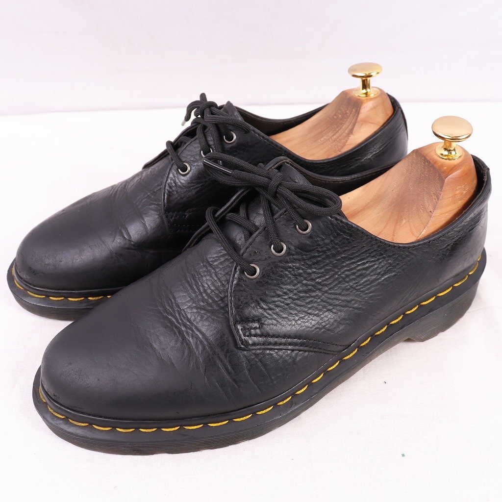 ドクターマーチン UK7 /25.5cm-26.0cm/3ホール 黒 ブラック ブーツ 本革 dr.martens 中古 古着 dm3937拍卖