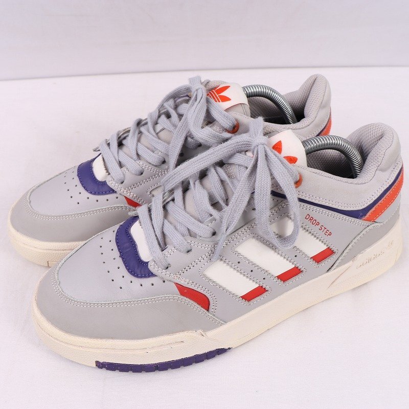 DROP STEP LOW 26.5cm/adidas ドロップステップロー アディダス スニーカー グレー 灰色 白 オレンジ 紫 中古 古着 メンズ ad5282拍卖