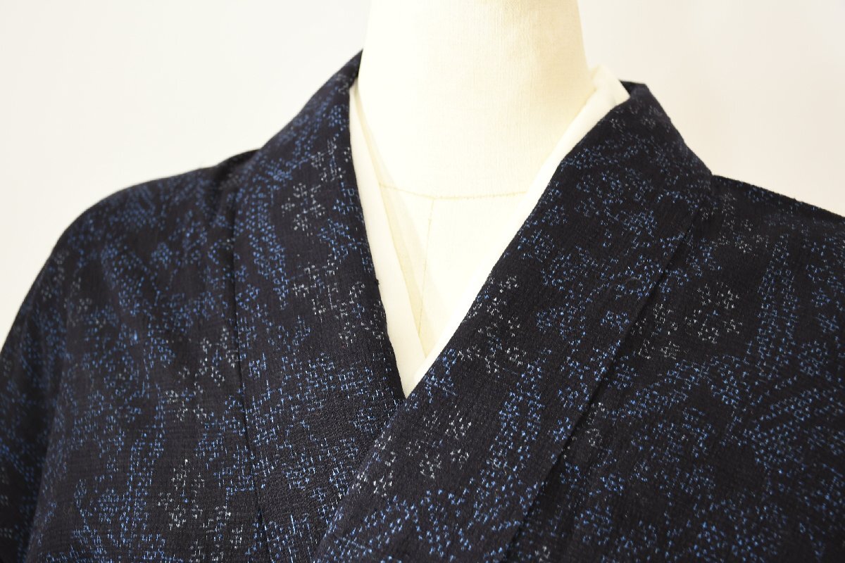 紬 つむぎ 花 ボタニカルアート 正絹 身丈151cm 裄丈63cm ★着物 pb-2966 桜庭呉服店拍卖