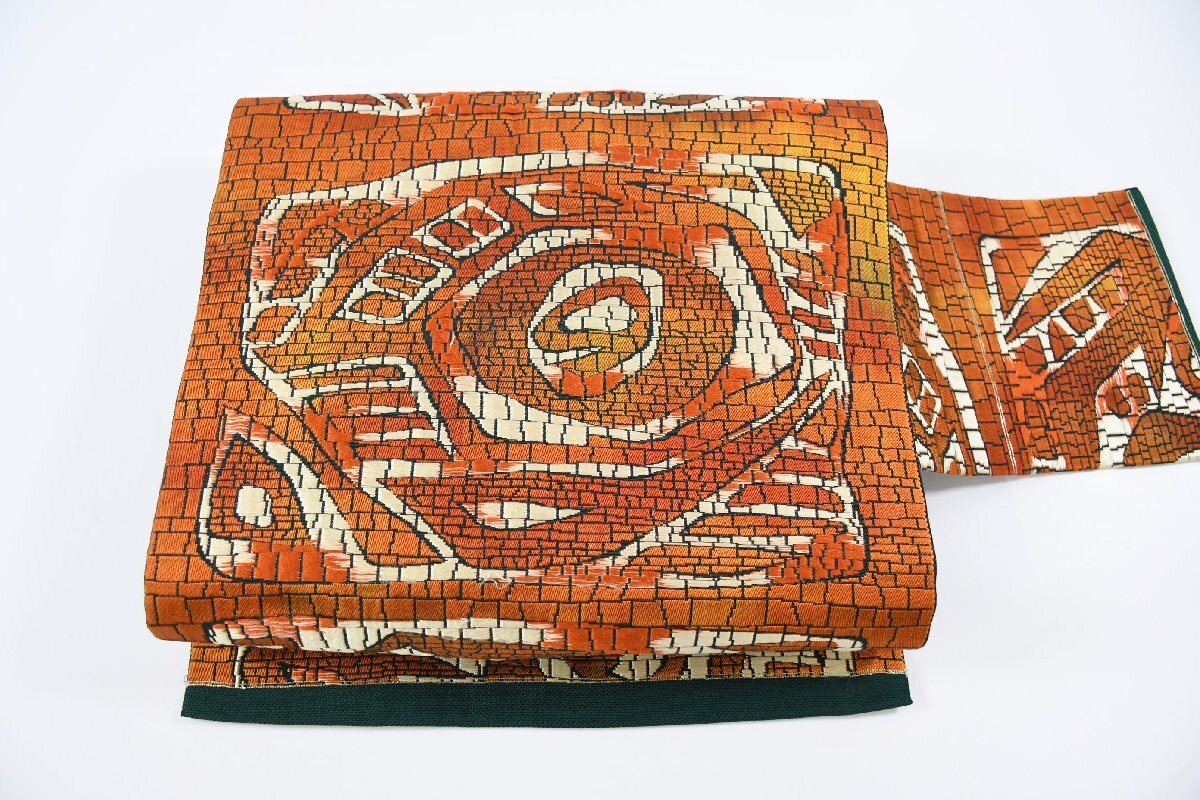 名古屋帯 幾何学模様 帯丈354cm ★着物屋 ne-11182 桜庭呉服店拍卖