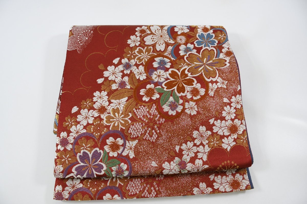 袋帯 六通柄 花 花尽くし 振袖 帯丈440cm ★着物屋 ne-11269 桜庭呉服店拍卖