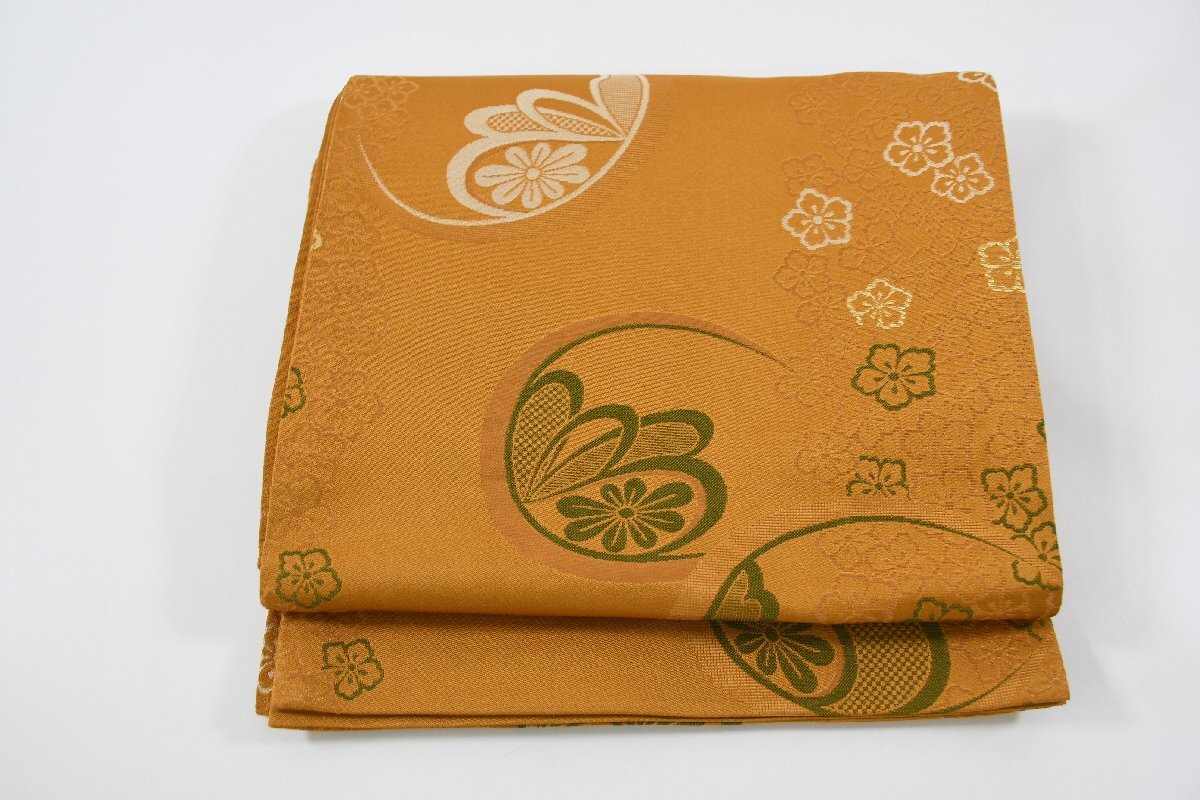 袋名古屋帯 六通柄 花 丸 帯丈382cm ★着物屋 ne-11274 桜庭呉服店拍卖