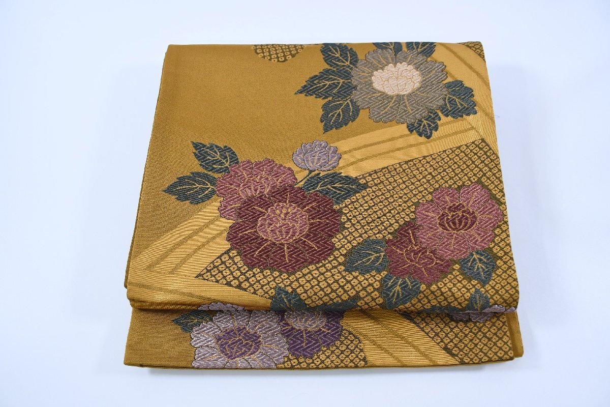 袋名古屋帯 六通柄 可愛らしいお花 帯丈362cm ★着物屋 ne-11283 桜庭呉服店拍卖