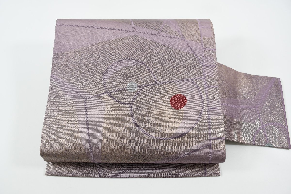 名古屋帯 唐草 薄紫色 帯丈364cm ★着物屋 ne-11398 桜庭呉服店拍卖