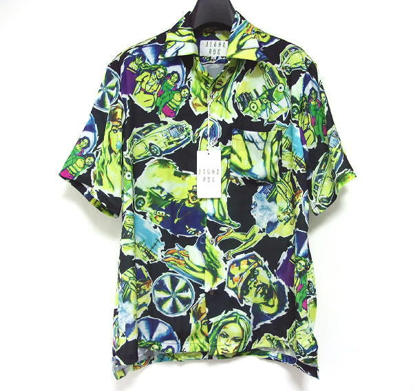 新品★ALOHA RUG★アロハラグ★日本製★JAPAN★アロハシャツ★CRAZY IN LOVE★レーヨン×シルク絹★M拍卖