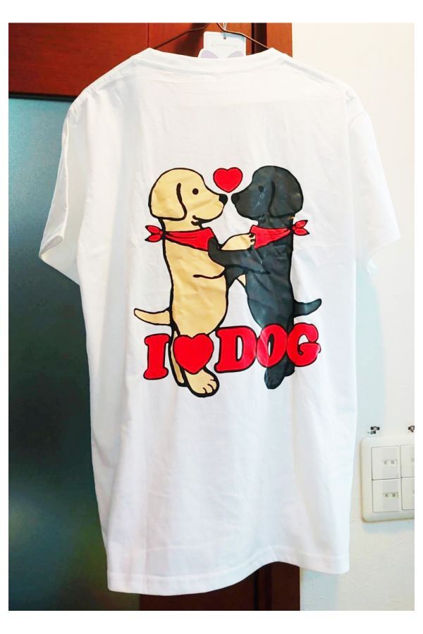 ジャックラッセルテリア スコティッシュテリア ビションフリーゼ ドーベルマン 愛犬家に ラブラがらぶらぶ オリジナル Tシャツ 白 Sサイズ拍卖