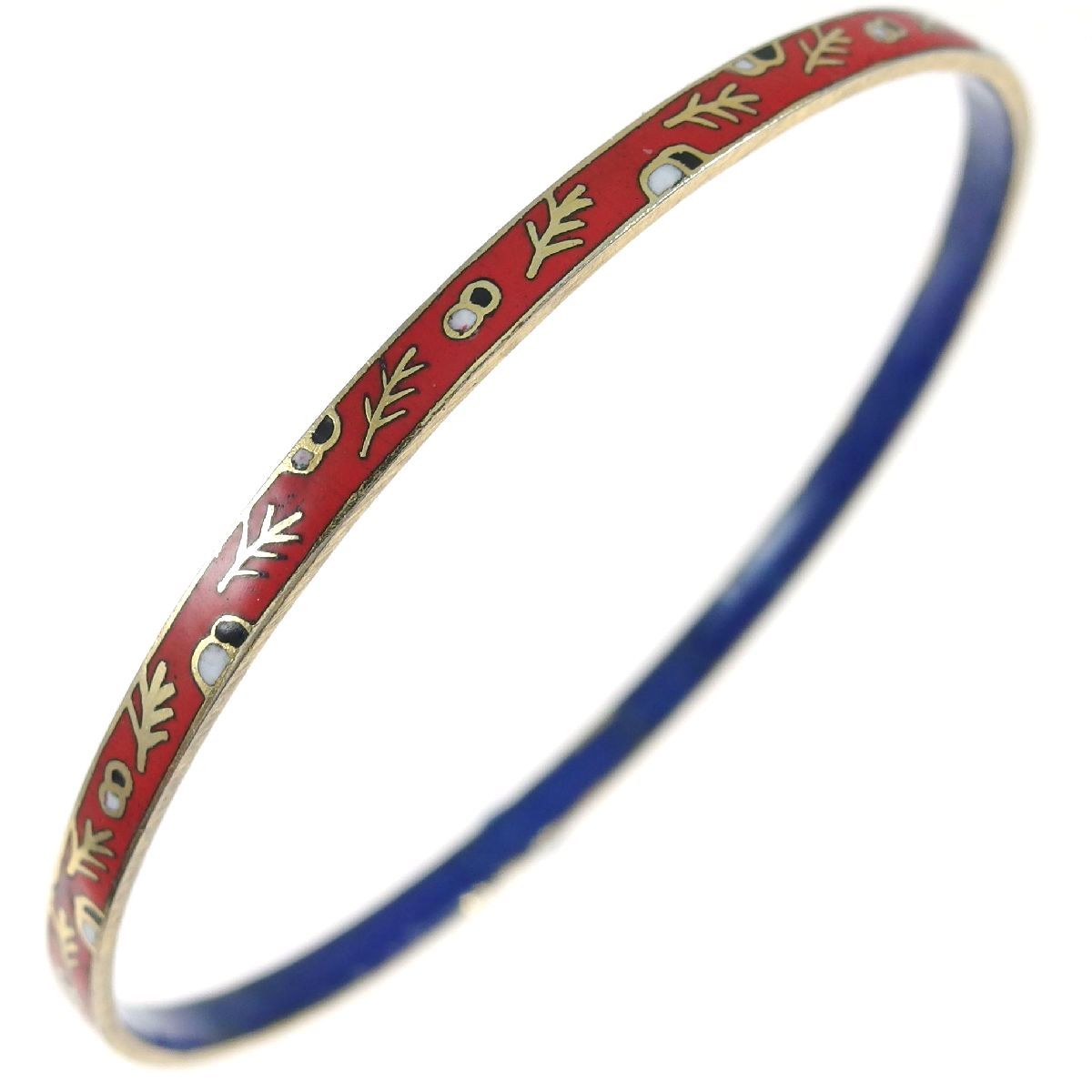 A3715◆ レッドのエナメル焼きのヴィンテージブレスレット ◆ 腕回り20.4㎝ ◆拍卖