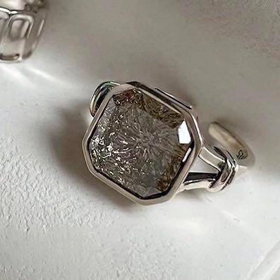 クリアストーンリング シルバー925 指輪 ジルコニア オープン 韓国 大粒 アクセサリー アレルギー対応 普段使い 新品拍卖