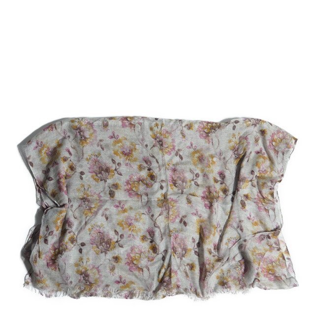 K9448f4 ■BARBA バルバ■ 花柄 モダール ロングストール ベージュ / サマーストール フラワー柄 イタリア製 メンズ 春夏拍卖