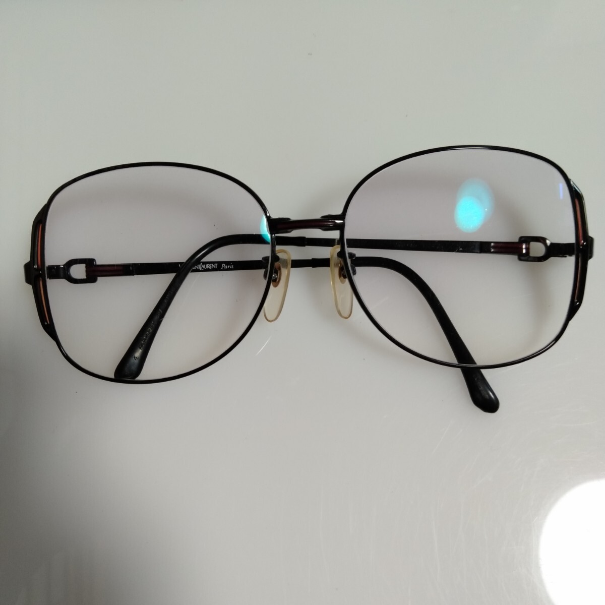 めがね角03 WESSAINTLAURENT Paris 度あり メタルフレーム 色付きゆがみ有 レトロ 拍卖