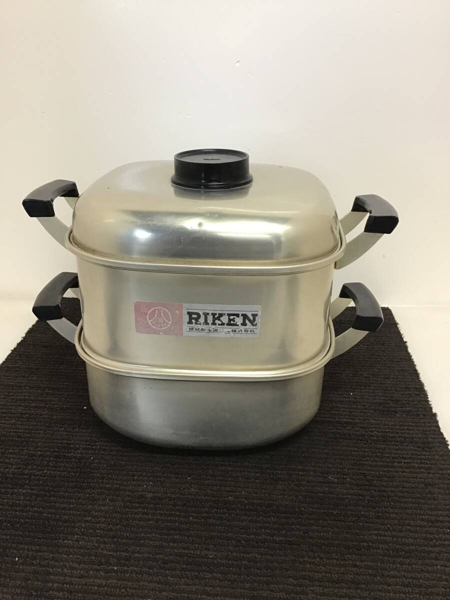 ★岐阜発 △ RIKEN / 理研 / 角型 / 蒸し器 △ 24cm / 蒸し鍋 / セイロ / 両手鍋 / 調理器具 / ヘコミ有り / 現状品 R6.7/11★拍卖