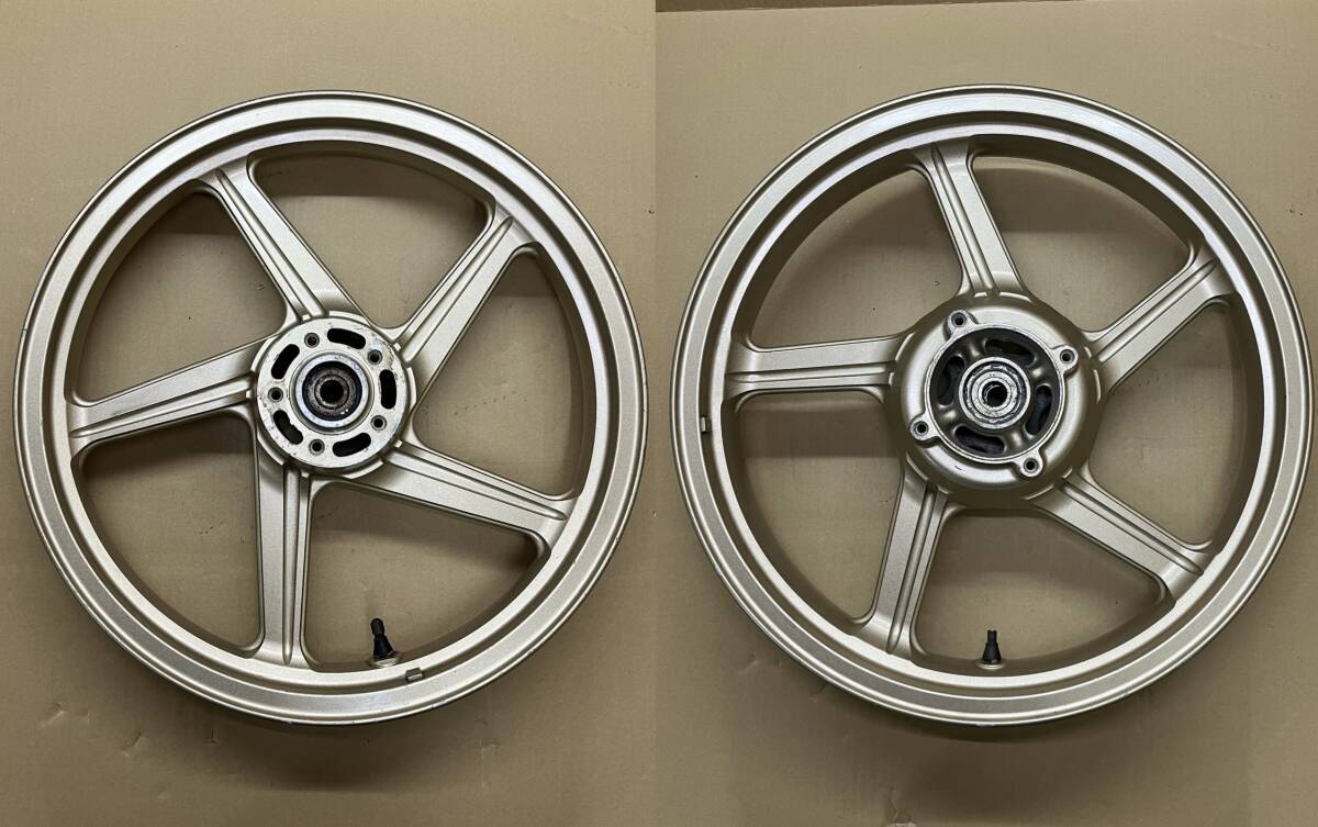 ◎わりと美品★特選中古●KAWASAKI 純正★ゼファー400★ノーマル/リア/フロント/ホイール/前後/セット●ゴールド 金●R-1254 F-1253 16B514拍卖