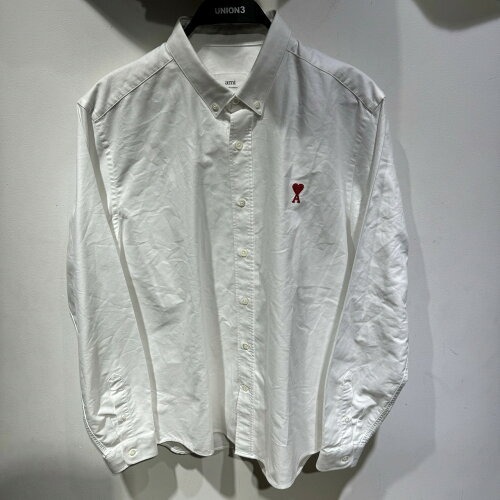 AMI HEART LOGO COTTON L/S SHIRT SIZE-42 アミ ロゴ 刺繍 長袖シャツ アミパリス拍卖