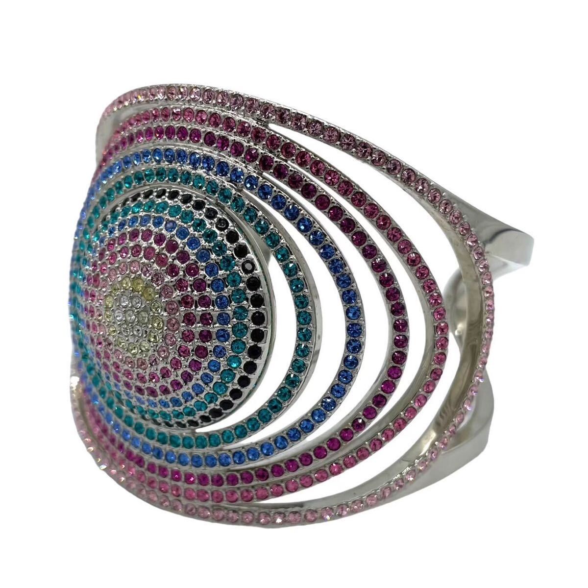 希少 スワロフスキー SWAROVSKI 12SSコレクション レインボー バングル 12SS RAINBOW BANGLE サイズM オープンメタルワークバングル拍卖
