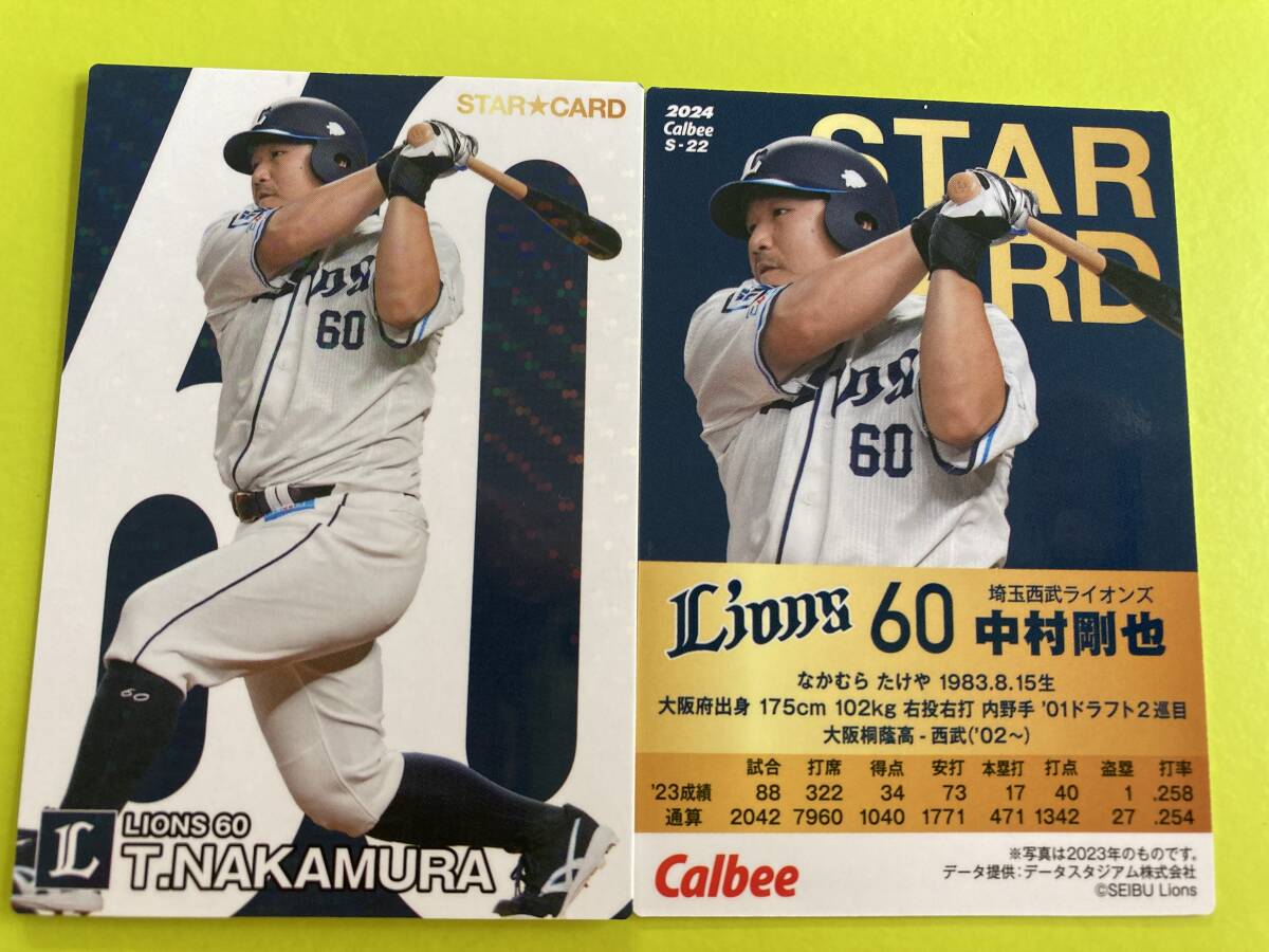 2024 第1弾 S-22 中村 剛也(西武)スターカード キラ仕様 パラレル カルビープロ野球チップス拍卖